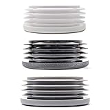 4 Stück Rundrohr-Einsätze, gerippte Kunststoff-Endkappen für Möbel, erhältlich in schwarz, weiß oder grau in vielen Größen - Made in Germany (bitte siehe zweites Bild zur Bestellanleitung) grau, 60mm,
