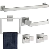 Badezimmer-Handtuchstangen-Set, 5-teilig, gebürstetes Nickel, quadratisch, modernes Badezimmer-Hardware-Set,…