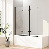 Boromal Duschwand für badewanne, 120x140cm 3-teilig Faltwand für Badewanne, Glas Duschwand Badewannenaufsatz…