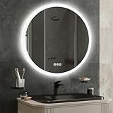 S'bagno Badspiegel mit Beleuchtung mit Farbwechsel Anti-Beschlag-Touch-Dimmung, 600mm Badezimmer Spiegel…