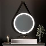 Heilmetz® Badspiegel mit Beleuchtung Rund 50cm Wandspiegel 6500K Kaltweiß Lichtspiegel LED Badezimmerspiegel…