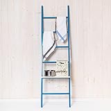 Kleiderleiter | Handtuchleiter volllackiert in Blau (Lagune) | 171 x 47 x 5,5 cm | 6 Sprossen | Ablage…