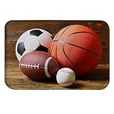 A.Monamour rutschfest Saugfähig Waschbar Badematte Sportbälle Basketball Fußball Baseball Auf Holzboden…