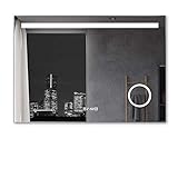 MIQU Badezimmerspiegel mit Beleuchtung 80x60cm Badspiegel Warmweiß/Kaltweiß LED Licht Wandspiegel mit…