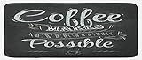 Lunarable Kaffee-Küchenmatte, Motiv: Kaffee Macht Alles möglich, inspirierende Botschaft auf Einer Kreidetafel,…
