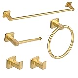 Ntipox Brusehd Gold Badezimmer-Zubehör-Set, Edelstahl, 59,9 cm, Handtuchstangen-Set, Gold, Toilettenpapierhalter,…