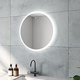 Badspiegel mit Beleuchtung Rund Ø 60cm Badezimmerspiegel IR Sensor Infrarot Gestensteuerung Anti-Beschlag…