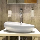 Waschbecken24 Keramik aufsatzwaschbecken mit Lotus-Effekt für Badezimmer und Gäste-WC (49x30x13cm, Weiß…