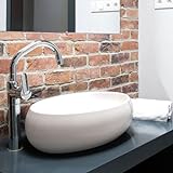 Waschbecken24 | Premium Waschbecken mit Lotus-Effekt für das Badezimmer und Gäste-WC (48x34x14cm, Weiß…