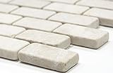 Mosaik Brick Marmor weiß Tumbled Marmor Naturstein Küche, Mosaikstein Format: 23x48x10 mm, Bogengröße:…
