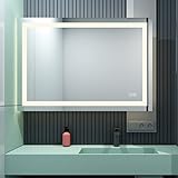 MEESALISA Lisa LED Badspiegel 90x60cm mit Beleuchtung Beleuchtet mit Steckdose Touch + beschlagfrei…