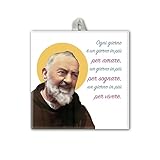 Fratelli Bonella | Keramikfliese mit Padre Pio in Geschenkbox 10 x 10 cm | Made in Italy