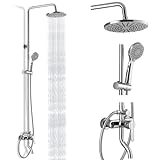 Freiliegendes Duschsystem Politur Chrom Duscharmatur Set 8 Zoll Regenduschkopf Runde Badezimmer Duscharmatur…