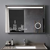 MIQU Badezimmerspiegel 120x80cm mit Beleuchtung LED Badspiegel Wandspiegel kaltweiß Lichtspiegel mit…
