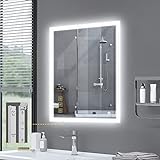 AI-LIGHTING Badspiegel mit Beleuchtung 45×60 cm Badezimmerspiegel mit Licht und Rasiereranschluss/Beschlagfrei…
