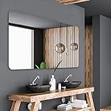 Alasta Stilvoller Badezimmerspiegel Mit Abgerundeten Ecken, Wandspiegel, Hängespiegel - Größe 125x100cm