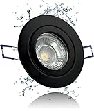 LEDFULL® Premium LED Bad Einbaustrahler Schwarz IP44 230V Dimmbar GU10 Spot Tageslicht 5W Hell & Sparsam…