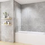 Heilmetz Duschwand für Badewanne Faltbar, Duschabtrennung Badewannenaufsatz 90 x 140 cm Duschtrennwand…