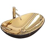 Rea Aufsatzwaschbecken Royal in Gold marble black mat Waschtisch Handwaschbecken Waschschale Waschbecken…