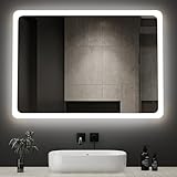 Boromal LED Badspiegel mit Beleuchtung 40x60cm Wandschalter Badezimmerspiegel 6500K Kaltweiß Wandspiegel…