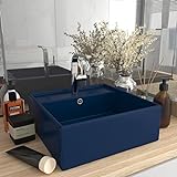 HOMIUSE Luxus-Waschbecken Überlauf Quadratisch Matt Dunkelblau 41x41 cm Waschbecken Waschtisch Aufsatzwaschbecken…
