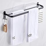 Badezimmer Handtuchhalter, Handtuchhalter Schwarz Matt Handtuchstange mit zwei Handtuchhaltern und Haken-Design,…