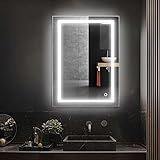 Willonin Badspiegel mit Beleuchtung, Badspiegel LED Badezimmerspiegel Beleuchtet Bad Spiegel Wandspiegel…