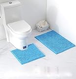 Vinnykud Chenille Badematten-Set 2-teilig Badezimmermatte rutschfest + U-förmiger Toilettenteppich Waschbare…