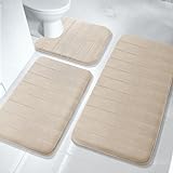 Yimobra 3 Stück Memory Foam Badematten Sets, 44,1x24 + 31,5x19,8 und U-Form für Badezimmerteppiche,…