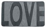 WENKO Badematte Memory, rutschhemmend, flauschiger Badteppich in Grau mit Schriftzug Love für Badezimmer…
