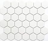 Mosaik Hexagon uni weiß matt Keramik Mosaik, Mosaikstein Format: 51x59x5 mm, Bogengröße: 325x281 mm,…