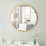 BD-Baode Runder Spiegel 60 cm Rund Dekospiegel Runder Badspiegel Ohne Beleuchtung Gold für Badezimmer,…
