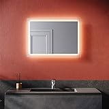 SONNI Badezimmerspiegel mit Beleuchtung 80×60 cm LED Spiegel Badspiegel Wandschalter Wandspiegel warmweiß Badspiegel mit Licht Badezimmerspiegel IP44