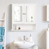 GIANTEX Hängeschrank mit Spiegel, Spiegelschrank Wandschrank zweitürig, Badschrank Badezimmerschrank…