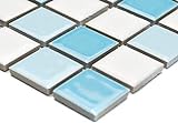 Mosaik Quadrat mix blau/weiß glänzend Keramik, Mosaikstein Format: 25 x 25 mm, Mattengröße: 60 x 100…