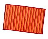 emmevi Bambus-Teppich aus Holz, rutschfest, Fußmatte, Bambus, Küche, Bad, Degradé, 50 x 330 cm, Rot
