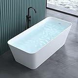 doporro Freistehende Design-Badewanne Vicenza901 170x50x58cm mit Überlauf aus Mineralguss in Weiß matt