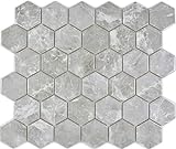 Mosaikfliese Keramik Hexagon Sechseck Marmor grau glänzend Badewannenverkleidung Duschtasse Fliesenspiegel…