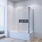 Eck Duschtrennwand für Badewanne 80 x 70 x 140 cm Duschabtrennung Badewannenaufsatz mit Seitenwand Duschwand…