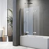 Duschabtrennung für Badewanne 130 x 140 cm 3-teilig Duschwand für Badewanne faltbar mit 6 mm Sicherheitsglas…