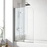 EMKE Duschwand für Badewanne 120x140cm, Duschtrennwand für Badewanne 2-teilig Faltbar, Duschwand Badewanne…