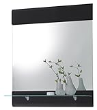 Stella Trading Badspiegel mit Ablage in Glas, Badezimmerspiegel, Grau Metallic Hochglanz, BxHxT 76 x…