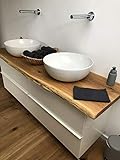 Waschtischplatte Eiche massiv Baumkante geölt Holz Aufsatzwaschtisch (180 x 40 cm)