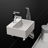 NEG Waschbecken Uno44H (extra klein/eckig) Hänge-Waschschale/Waschtisch (weiß) mit schmalem Rand und…