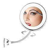 Sahgsa Kosmetikspiegel mit LED Licht 10X Vergrößerungs Kosmetikspiegel 360-Grad-Drehung Kosmetikspiegel für Tabletop Badezimmer Reisen