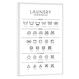 artboxONE Poster mit weißem Rahmen 75x50 cm Typografie Laundry Symbols - Bild Laundry Graphic Illustration