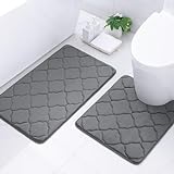 Homaxy Memory Foam Badezimmerteppich Set 2 teilig WC Vorleger mit Ausschnitt Set Saugfähige rutschfeste…