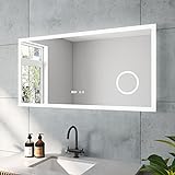 AQUABATOS ECHOS-Serie LED Badspiegel 120x60 cm Beschlagfrei Antibeschlag Kosmetikspiegel 3-Fach Vergrößerung…