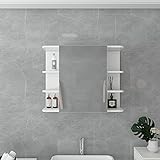 ML-Design Spiegelschrank für Badezimmer Weiß 80x64x21cm, Badschrank mit Spiegel, Tür und 8 Ablagen,…