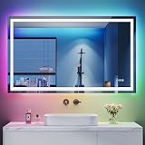 Dripex Badspiegel mit Beleuchtung Led Spiegel mit RGB LED Streifen, Farbwechsel, Touch-Schalter, Dimmbar…